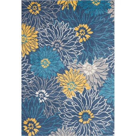 Palacedesigns 7 x 10 ft. Blue Tropical Flower Area Rug - Blue - 7' x 10' PA3670875